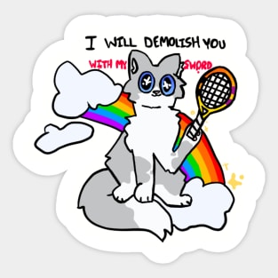 Demolish You With My Sword Cat Sticker